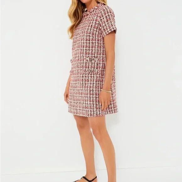 NEW Tuckernuck Jackie Dress Magnolia Tweed Pink Black X Large Mini short sleeve - Picture 3 of 10